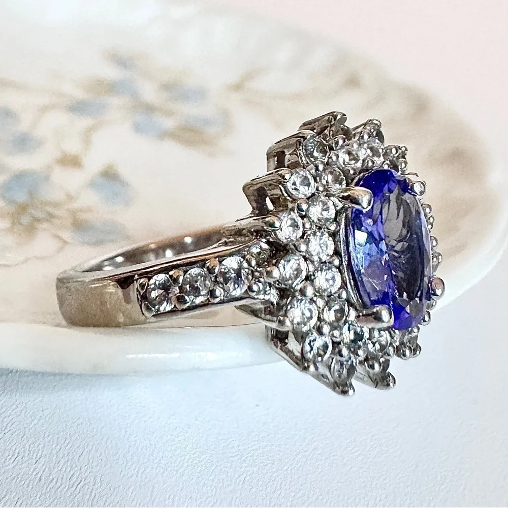 Tanzanite & Moissanite Sterling Silver Ring (7)